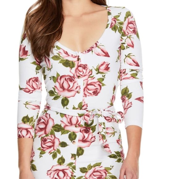 New GUESS Women's Eisley Floral Long-Sleeve Dress - Picture 2 of 10